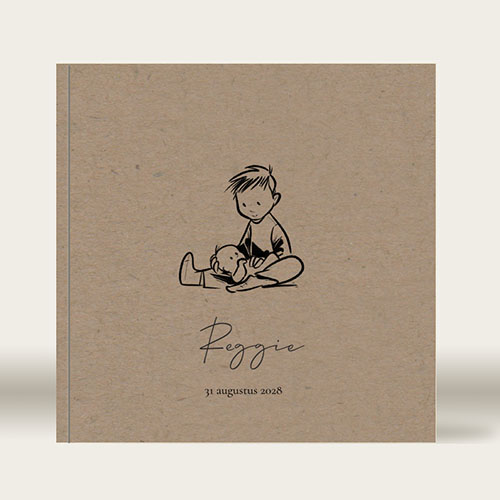 Kraambezoekboek lijntekening jongen en baby