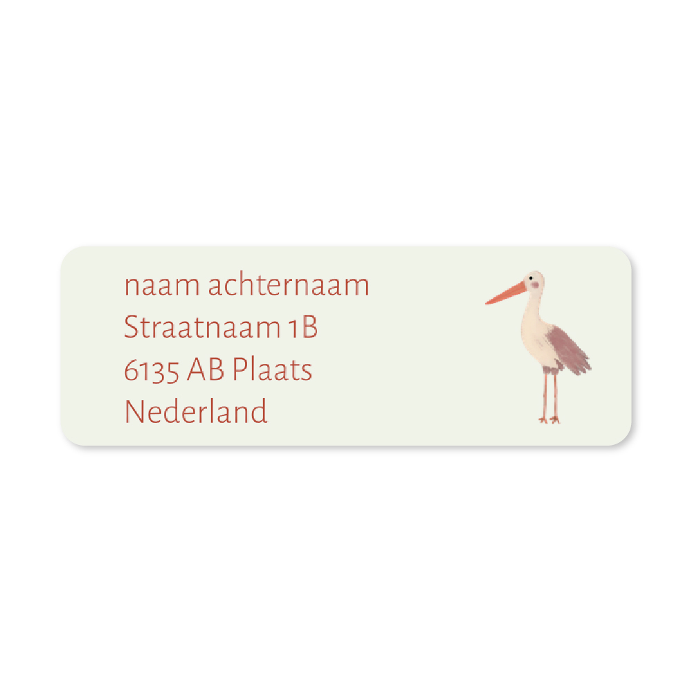 Adresstickers ooievaar en wiegje meisje