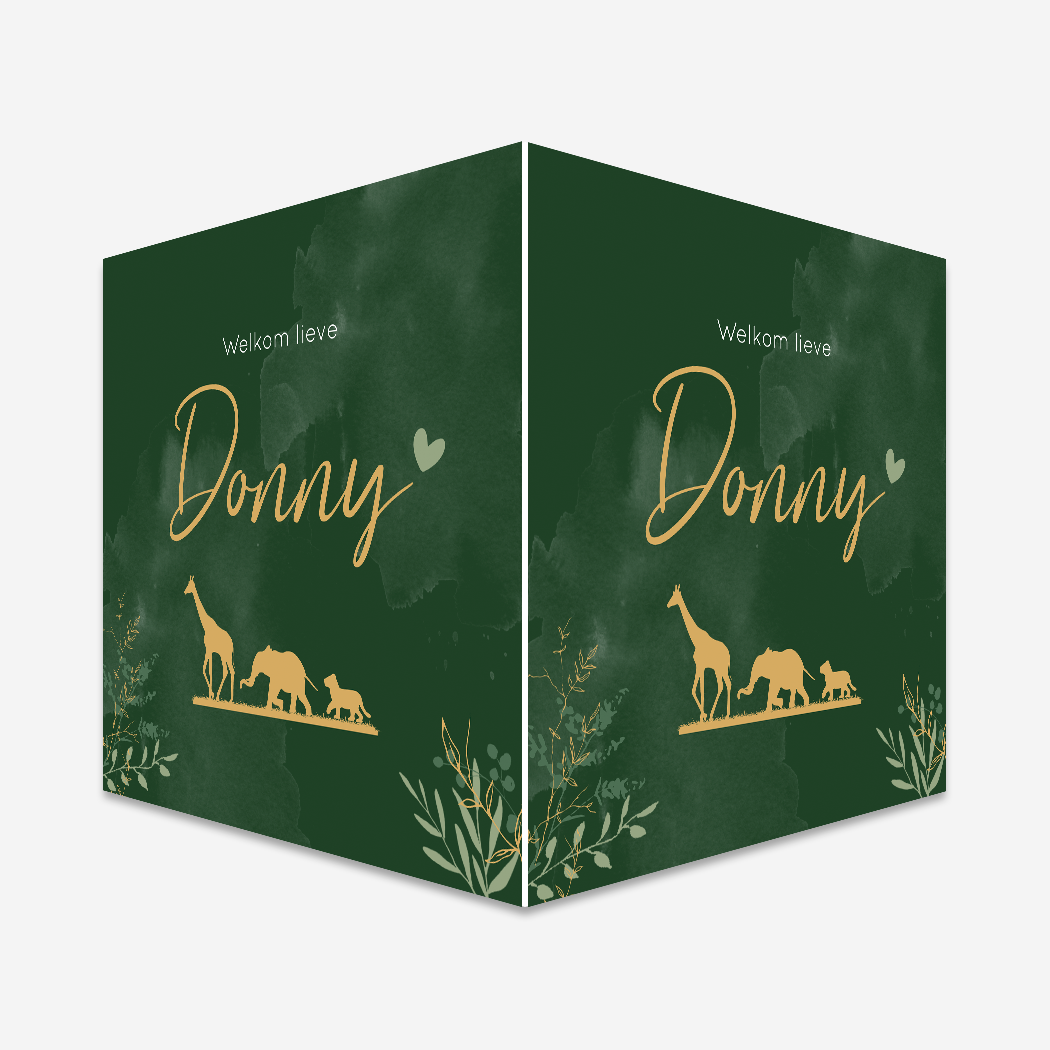 Geboortebord Dieren Safari Groen