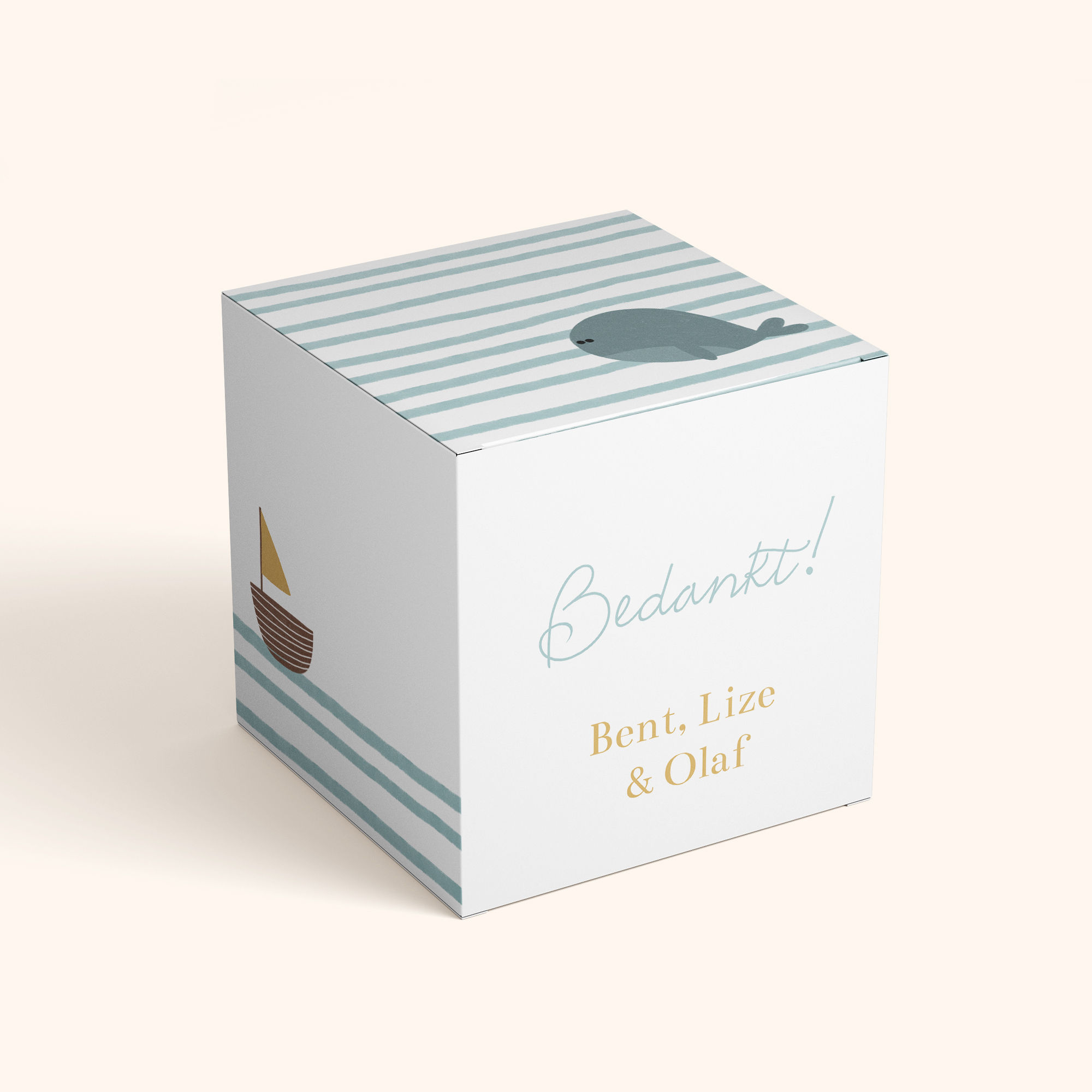 Doopsuikerdoosje bootje walvis zee