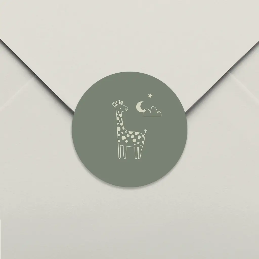 Sluitsticker groen met giraffe - per 25 stuks