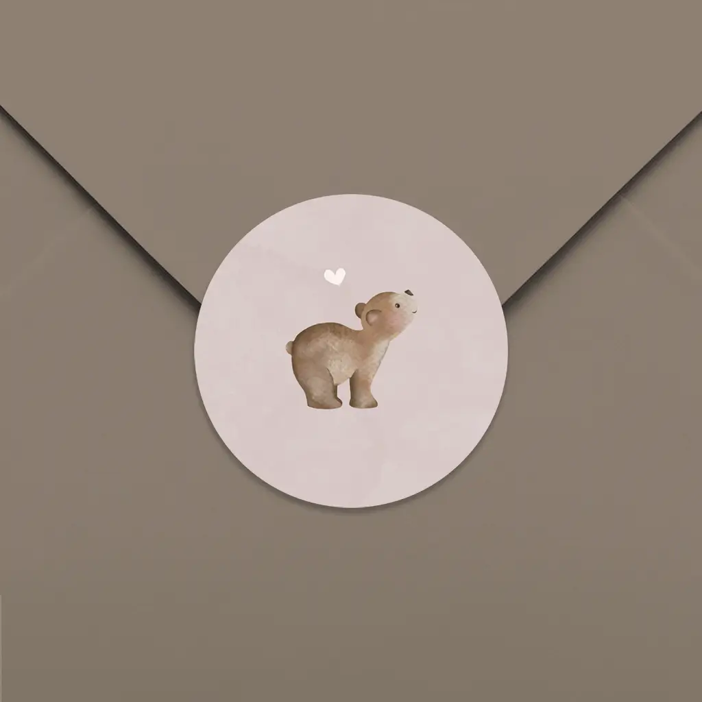 Sluitsticker schattig beertje - per 25 stuks