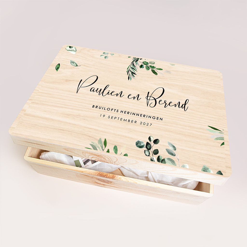 Wedding memorybox in botanische stijl