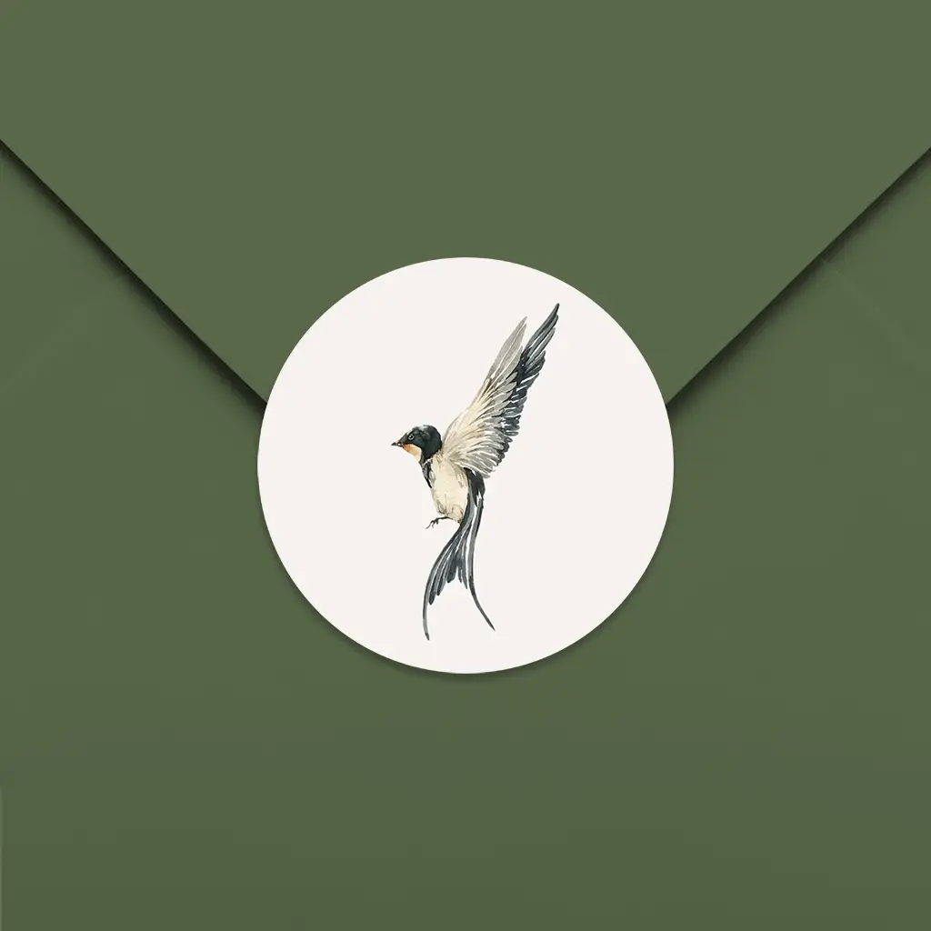 Sluitsticker stijlvol met vogel - per 25 stuks