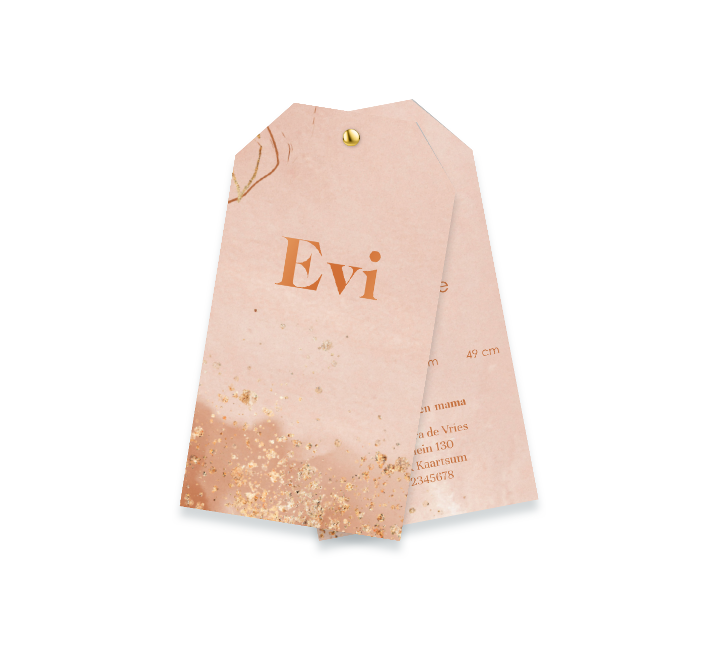 Stoer label geboortekaartje meisje met hoogglans en spetters