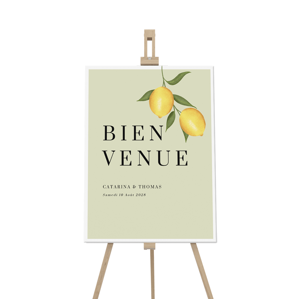 Panneau de bienvenue avec un motif citron