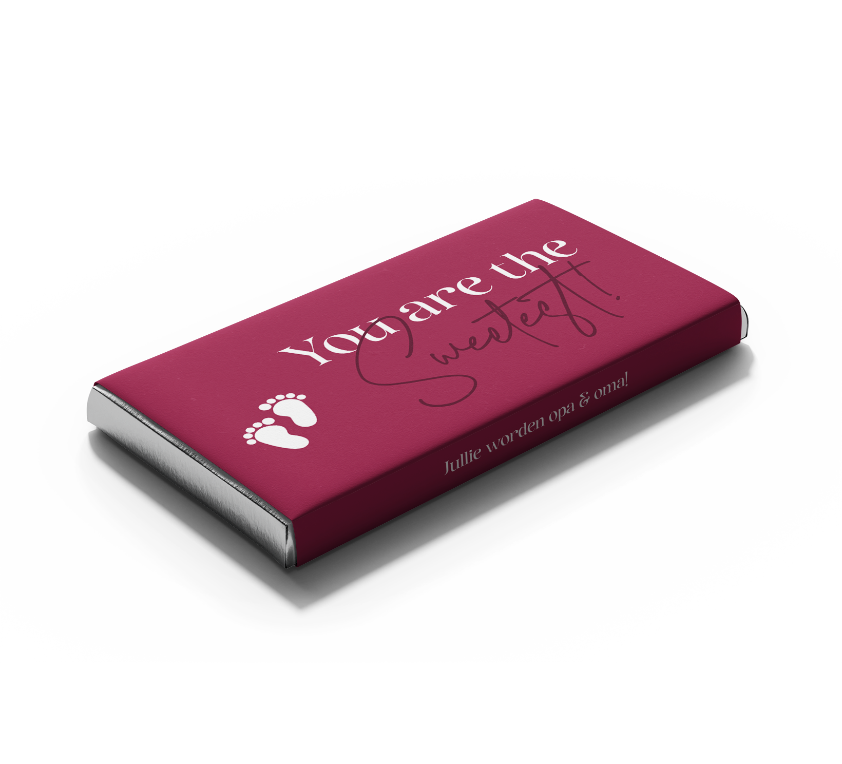 Wikkel voor chocoladereep met voetafdrukjes