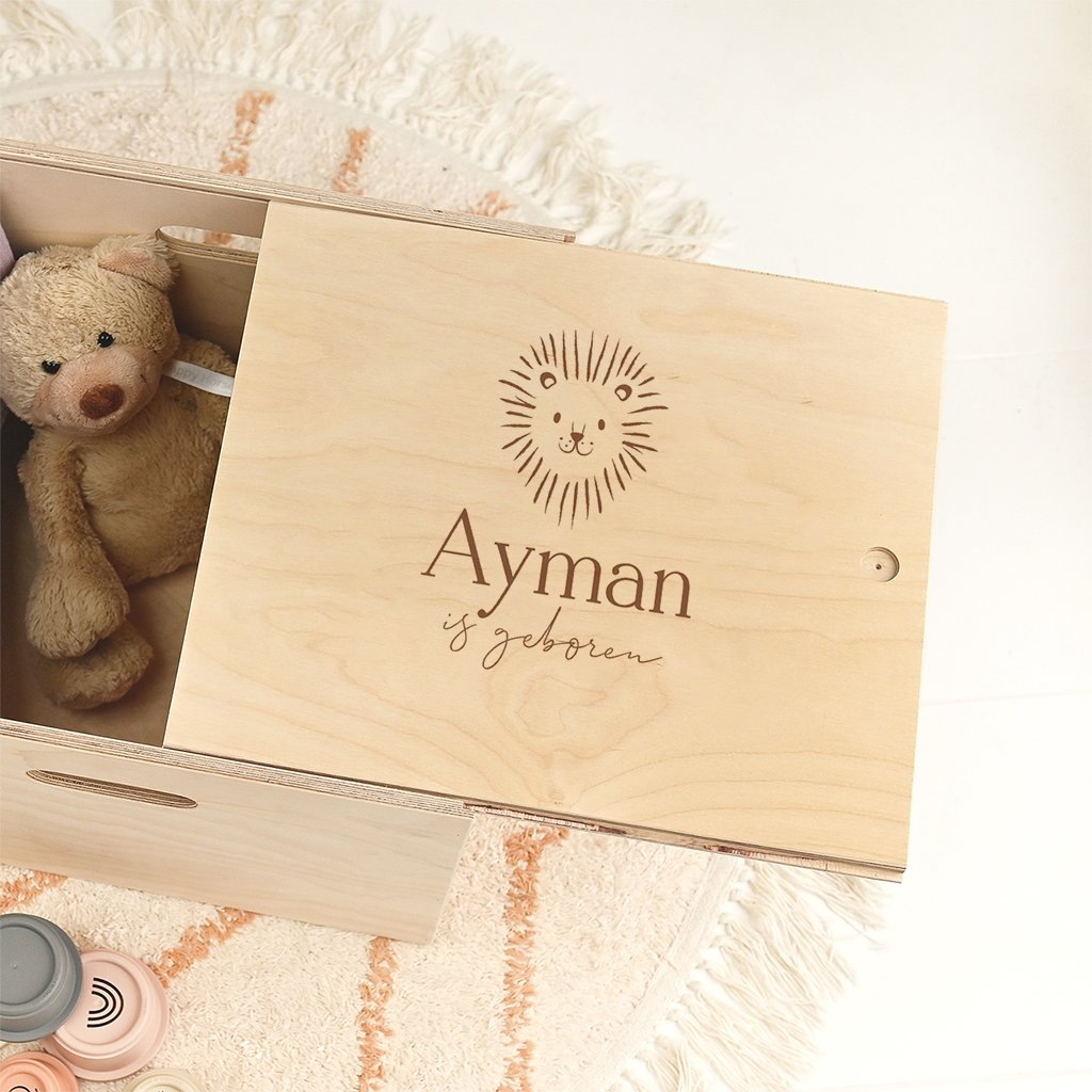 Memorybox met leeuwtje tekening