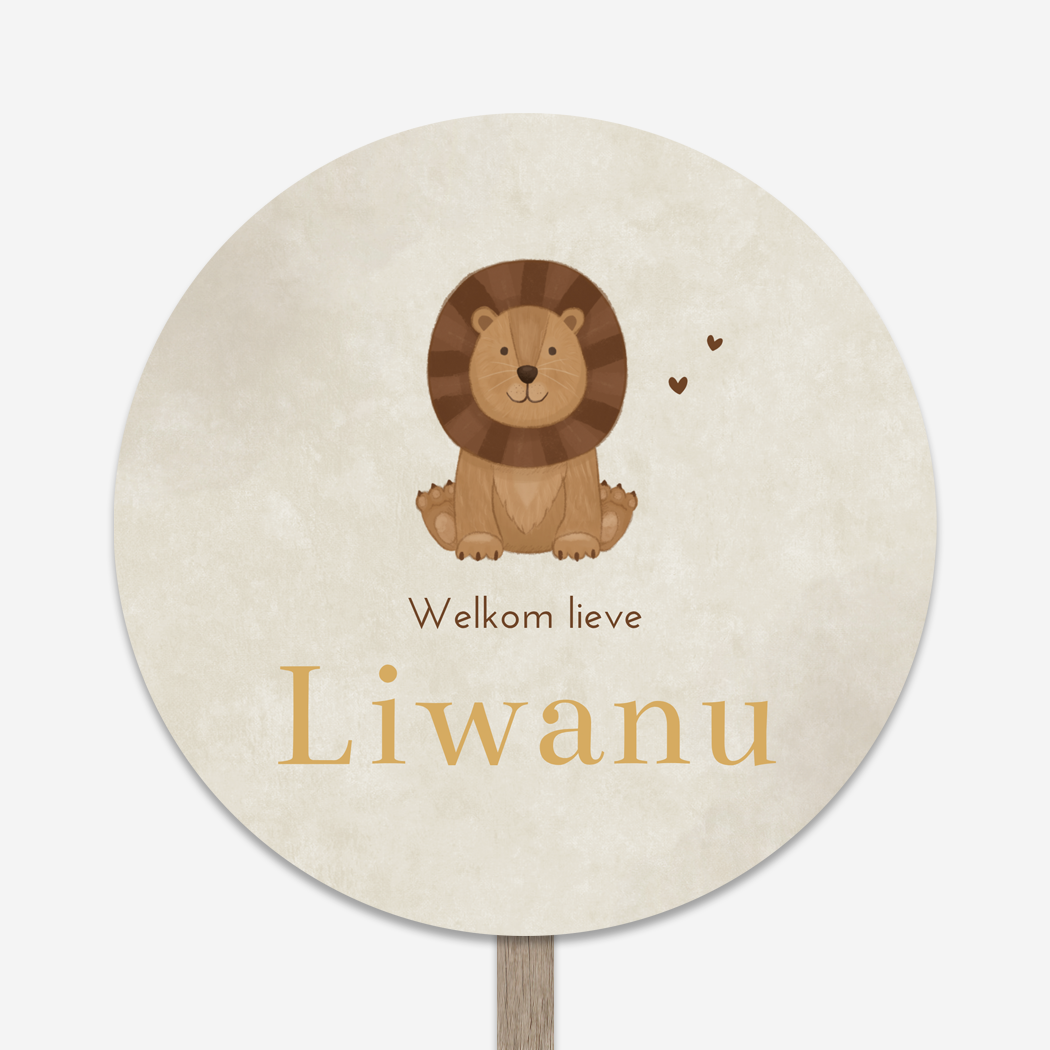 Tuinbord Jongen Leeuwtje Illustratie Diertje