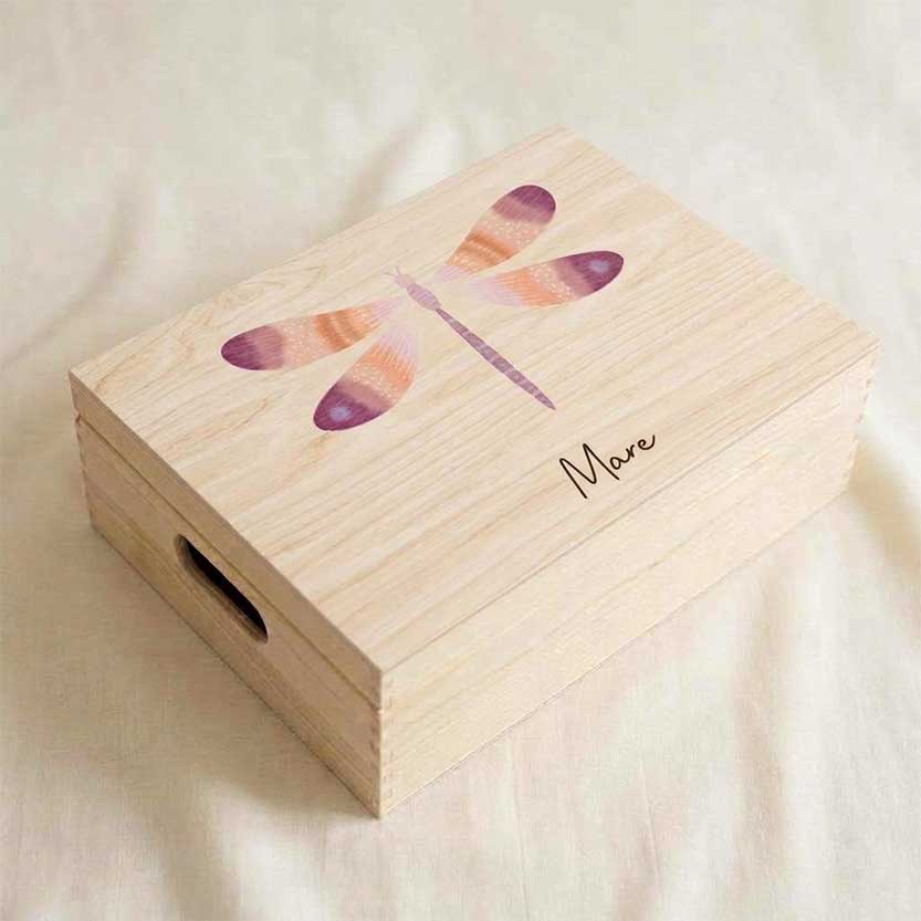 Memorybox hout meisje libelle