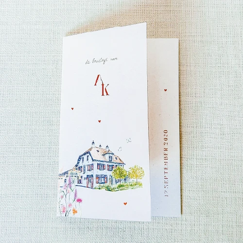 trouwkaart ongelijke voorkant duikenburg veldbloemen