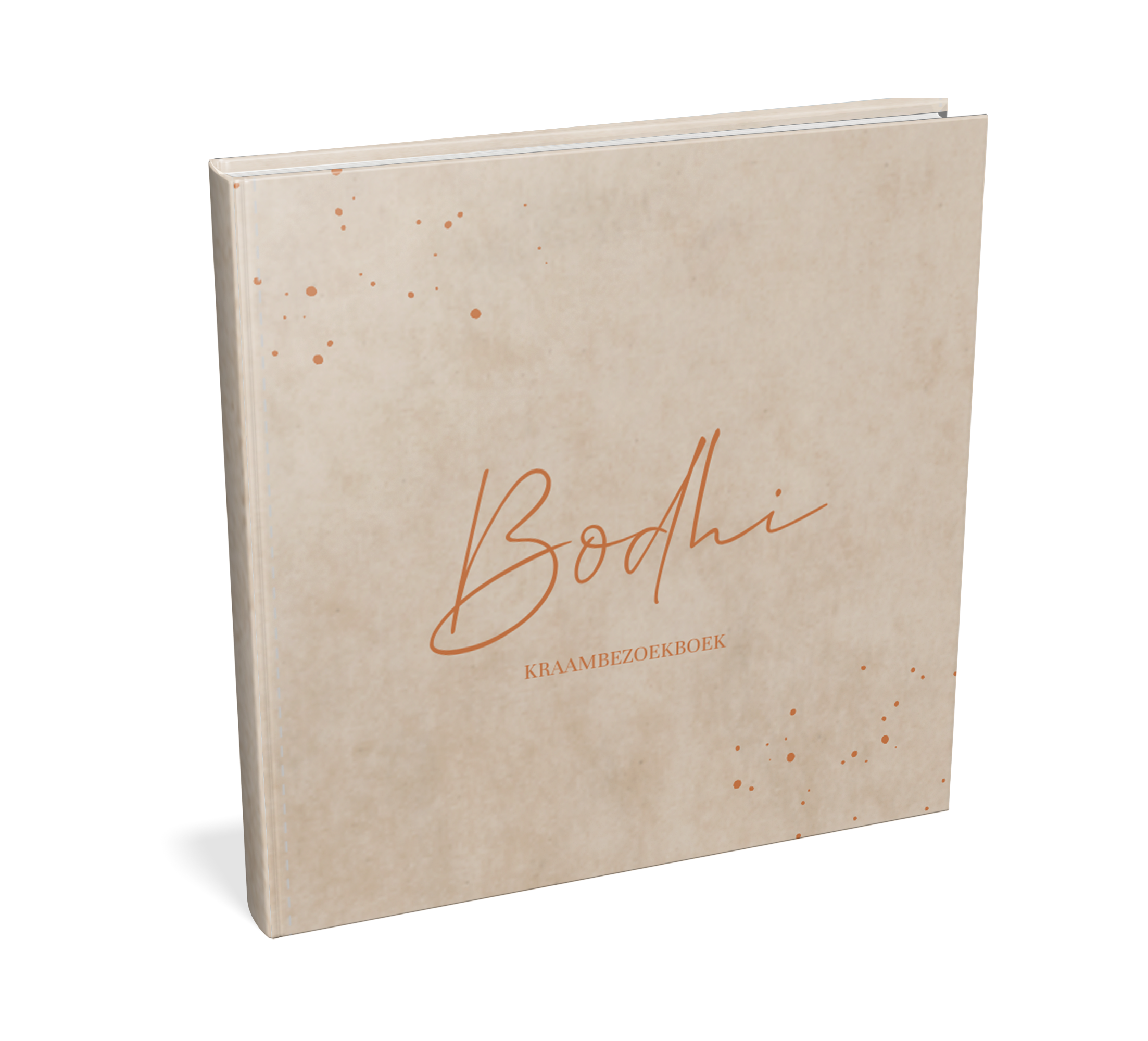 Kraambezoekboek bruine velvet-look met roestkleur spetters