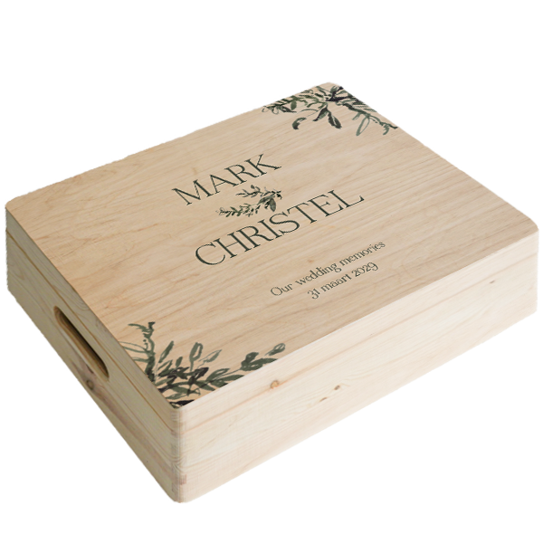 Memorybox met botanische blaadjes