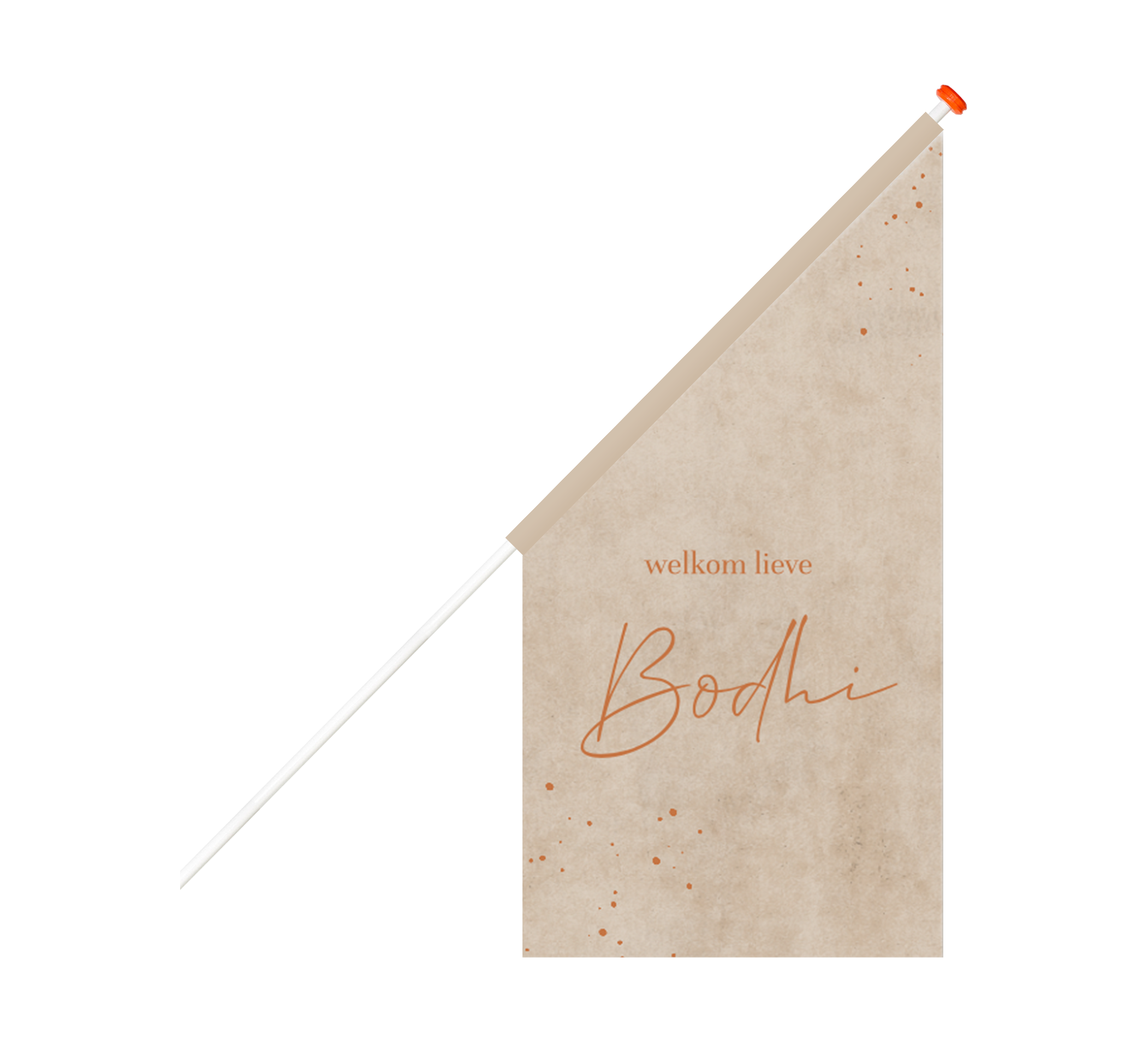 Geboortevlag bruin velvet-look met roestkleur spetters