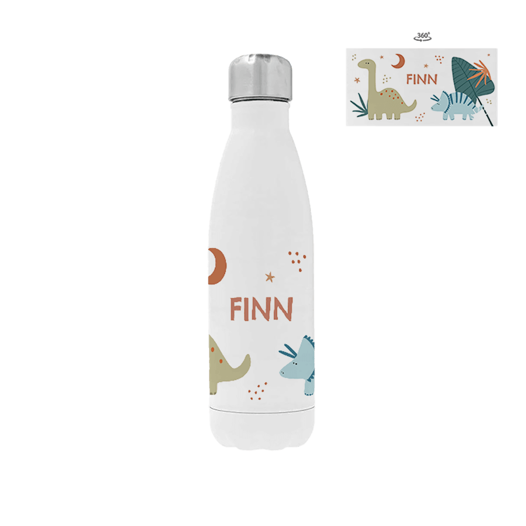 Drinkfles RVS met naam en dino's