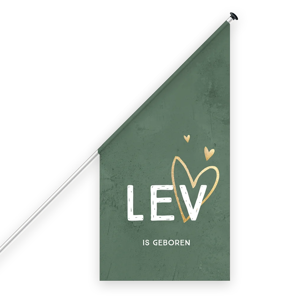 Geboortevlag voor een zoon met gouden hartjes