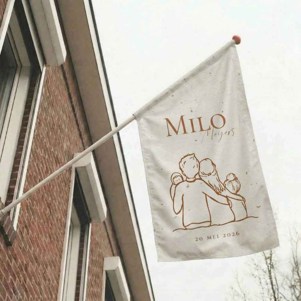 Geboortevlag lijntekening gezin