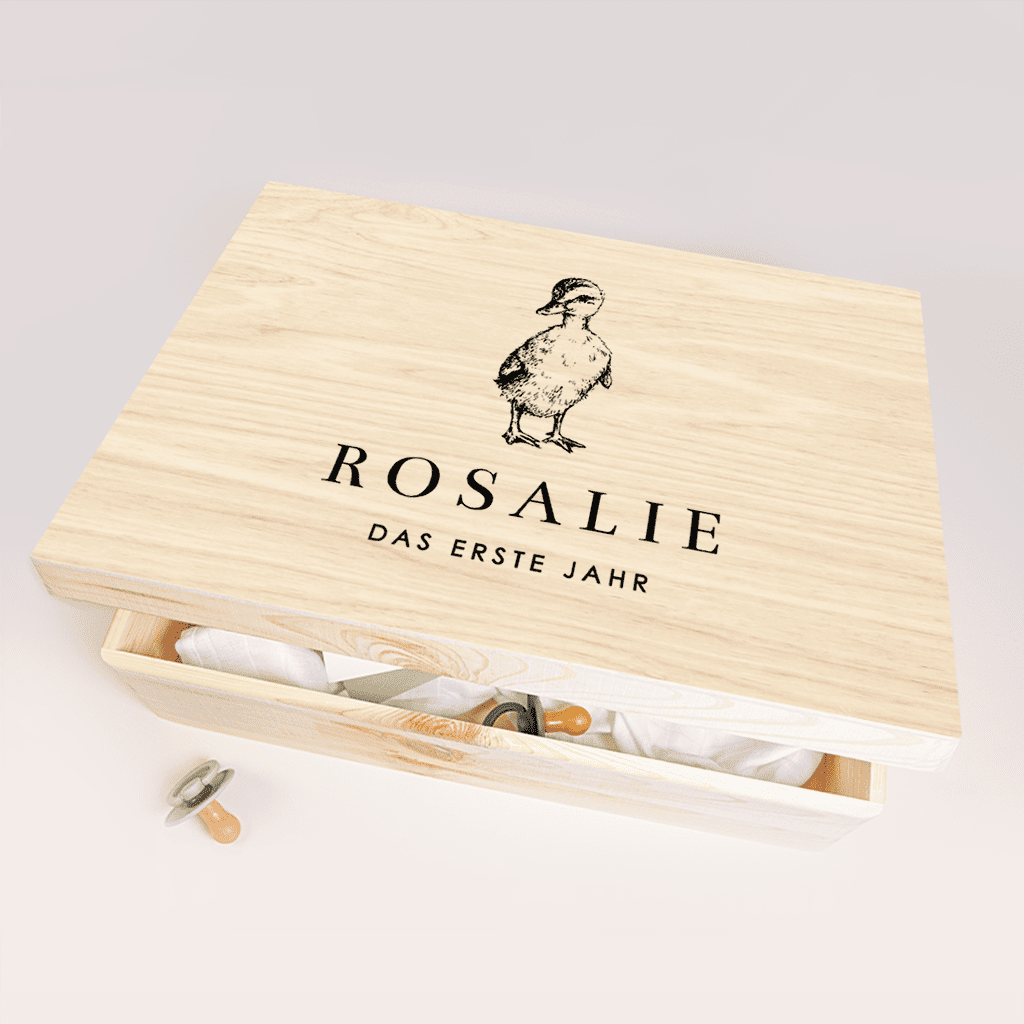 Einfache Memorybox mit Enten Motiv als Geschenk für Eltern