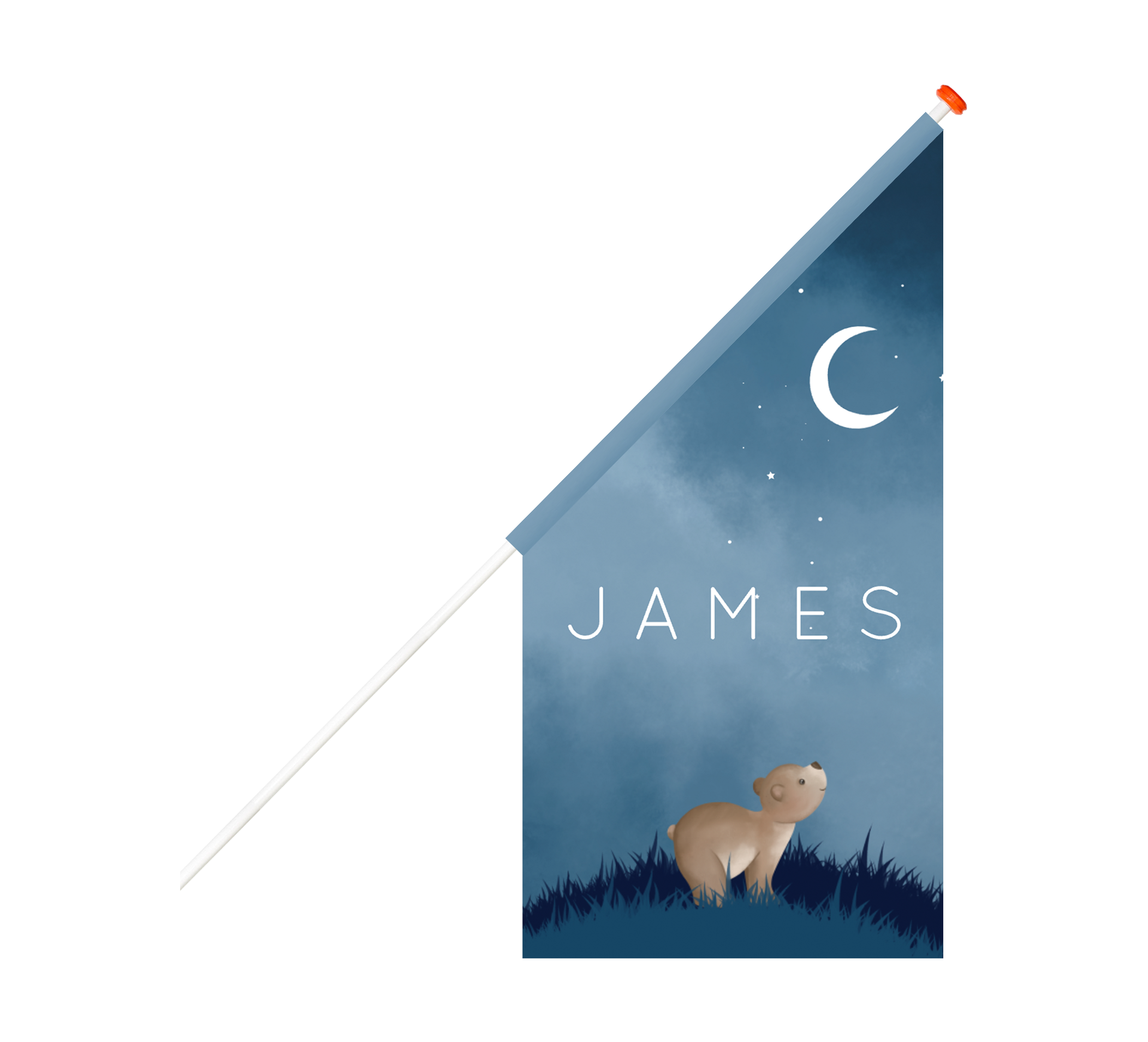 Geboortevlag blauw met beer en sterrenhemel