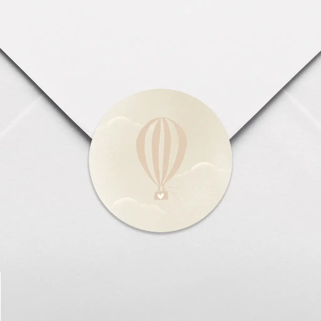 Stijlvolle sluitsticker met luchtballon in wolken - per vel