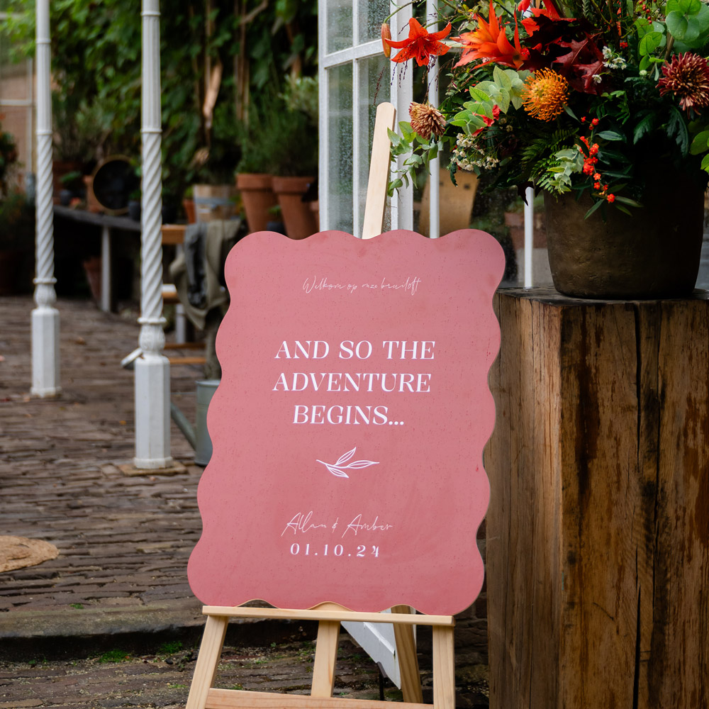 Welkomstbord bruiloft stans golf autumn chique