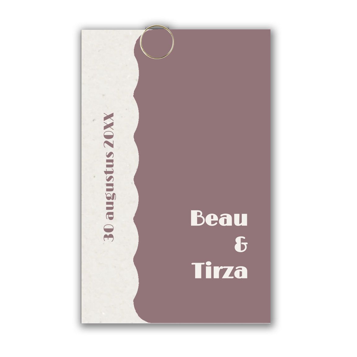 2-delige trouwkaart met golvende rand en kraft effect