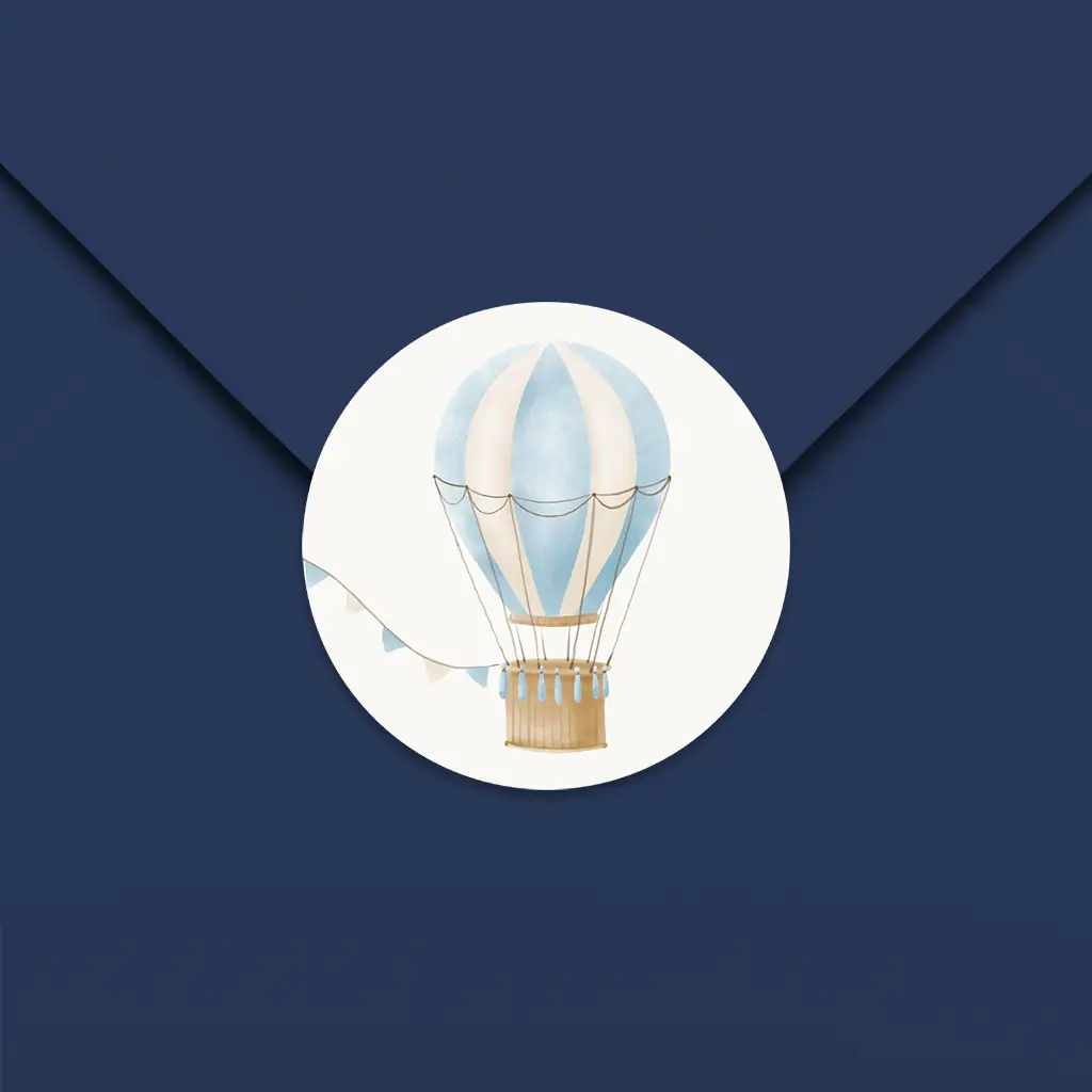 Sluitsticker met blauwe luchtballon - per 25 stuks