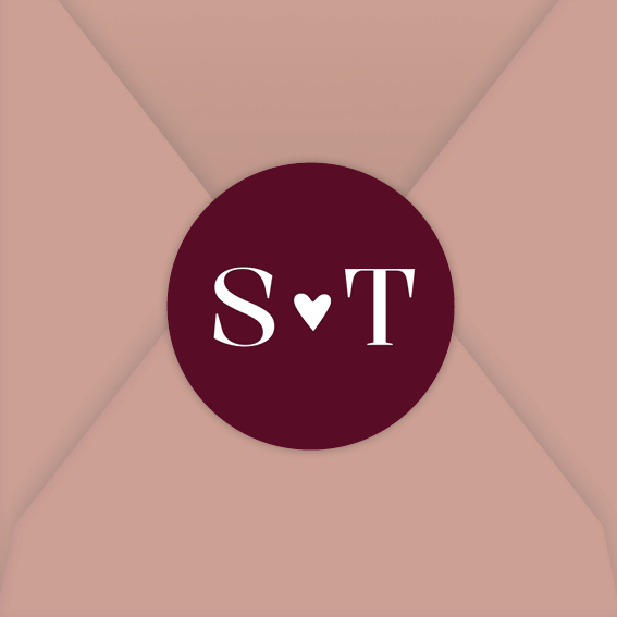 Sluitsticker trouwkaart burgundy Bold Romance