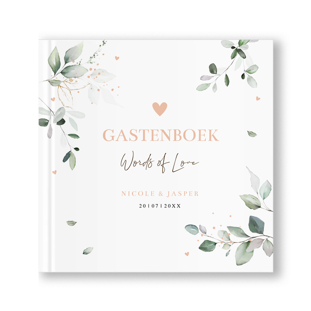 Gastenboek huwelijk botanische groene bladeren