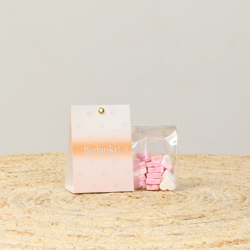 Doopsuiker snoepzakje roze kleurverloop