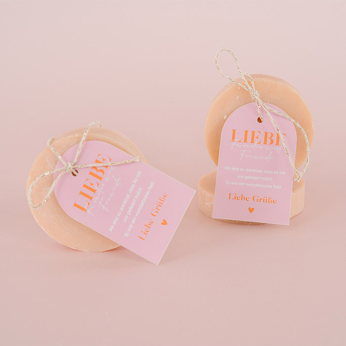 Geschenkanhänger für Gastgeschenke im Colorblocking-Look | 50 x 80 mm