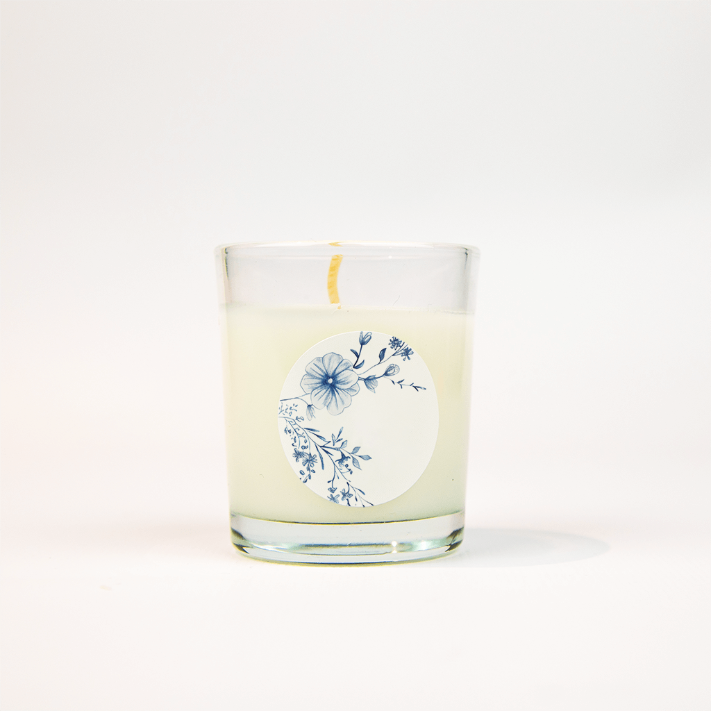 Sluitzegel kader blauwe bloemen en goudfolie