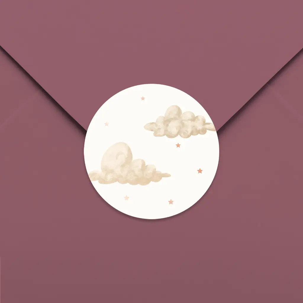 Sticker met wolken en sterretjes van roségoudfolie - per vel