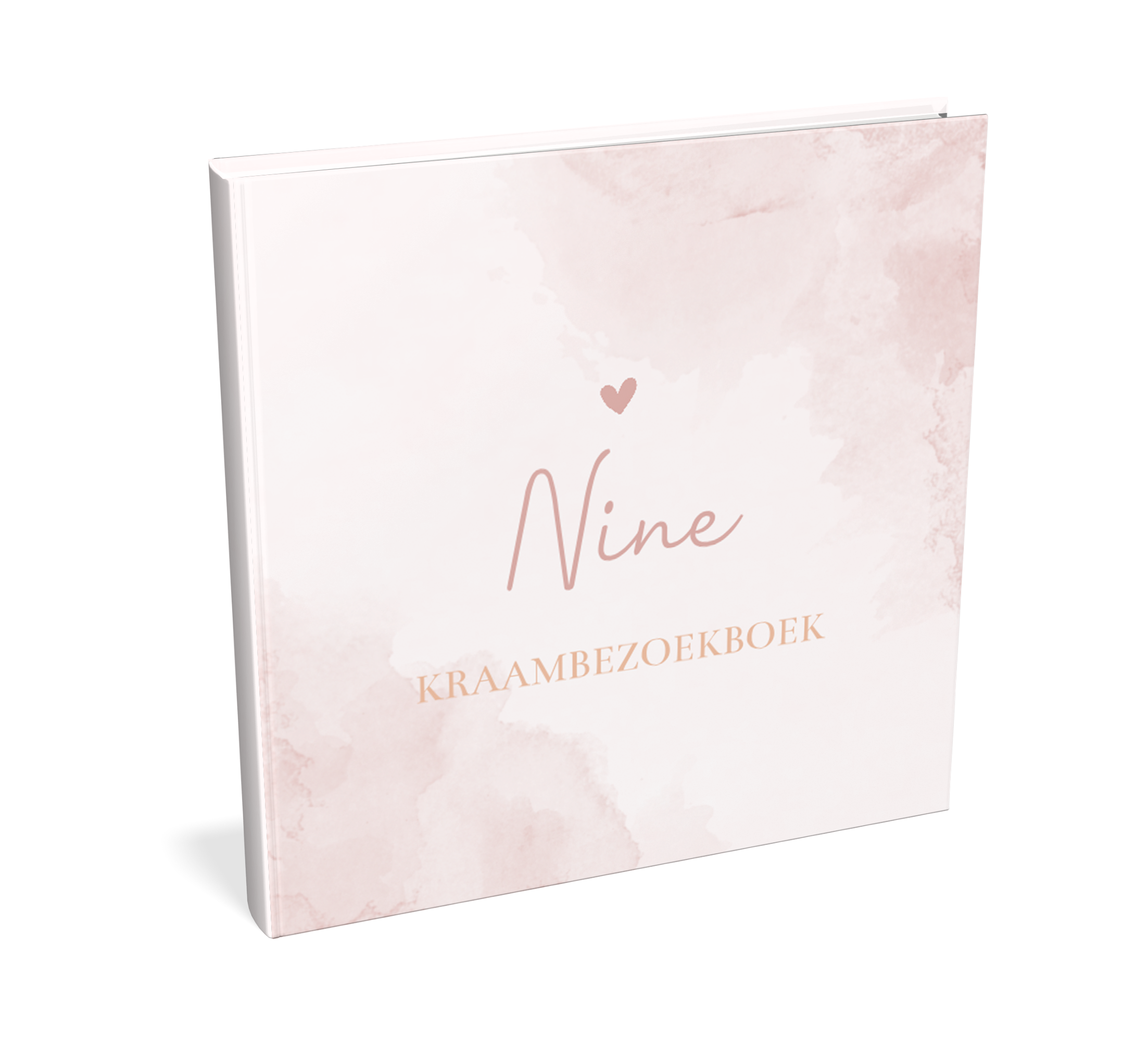 Kraambezoekboek met roze watercolour en hartjes