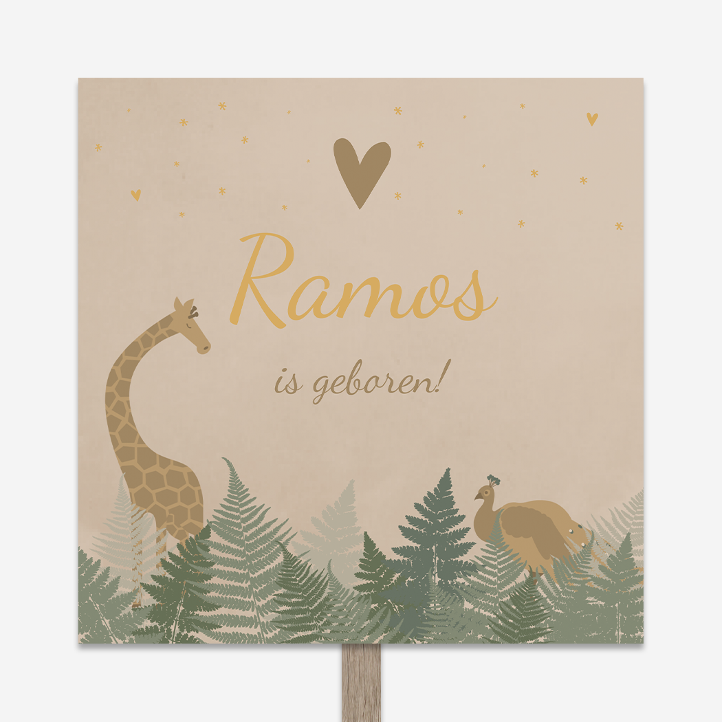 Tuinbord Taupe Giraffe Pauw Bladeren Hartjes