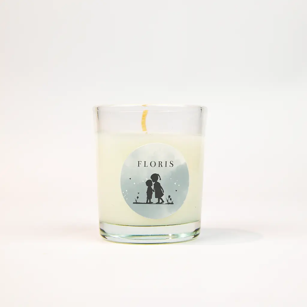 Blauwe sticker met silhouetjes zus en broertje - per vel