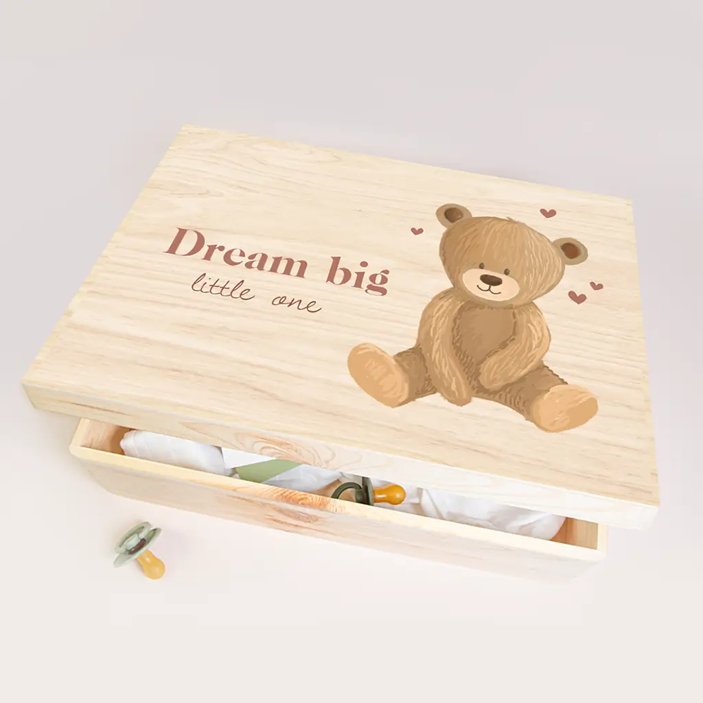Memorybox baby met beer en lieve tekst