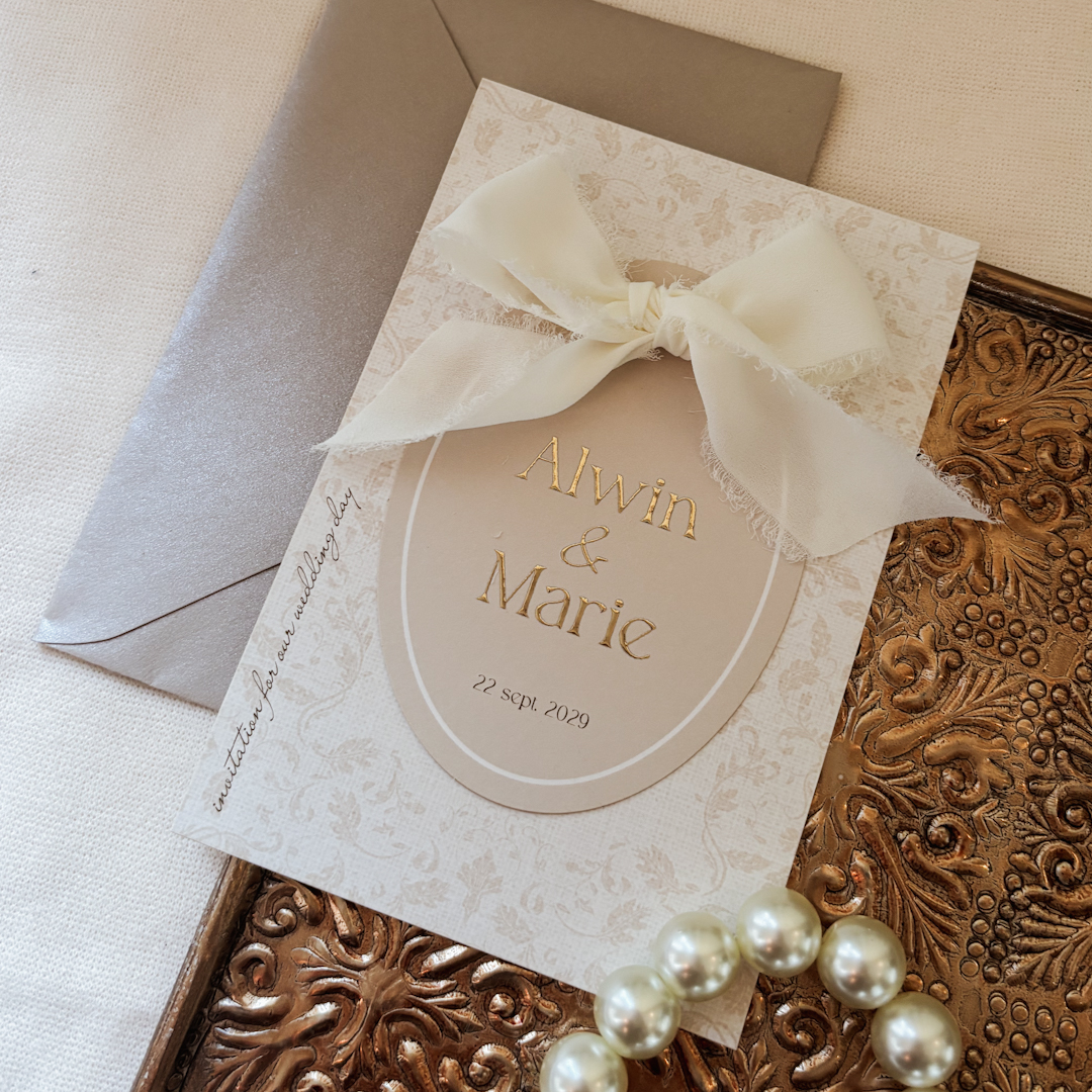 Trouwkaart set met klassiek randje 