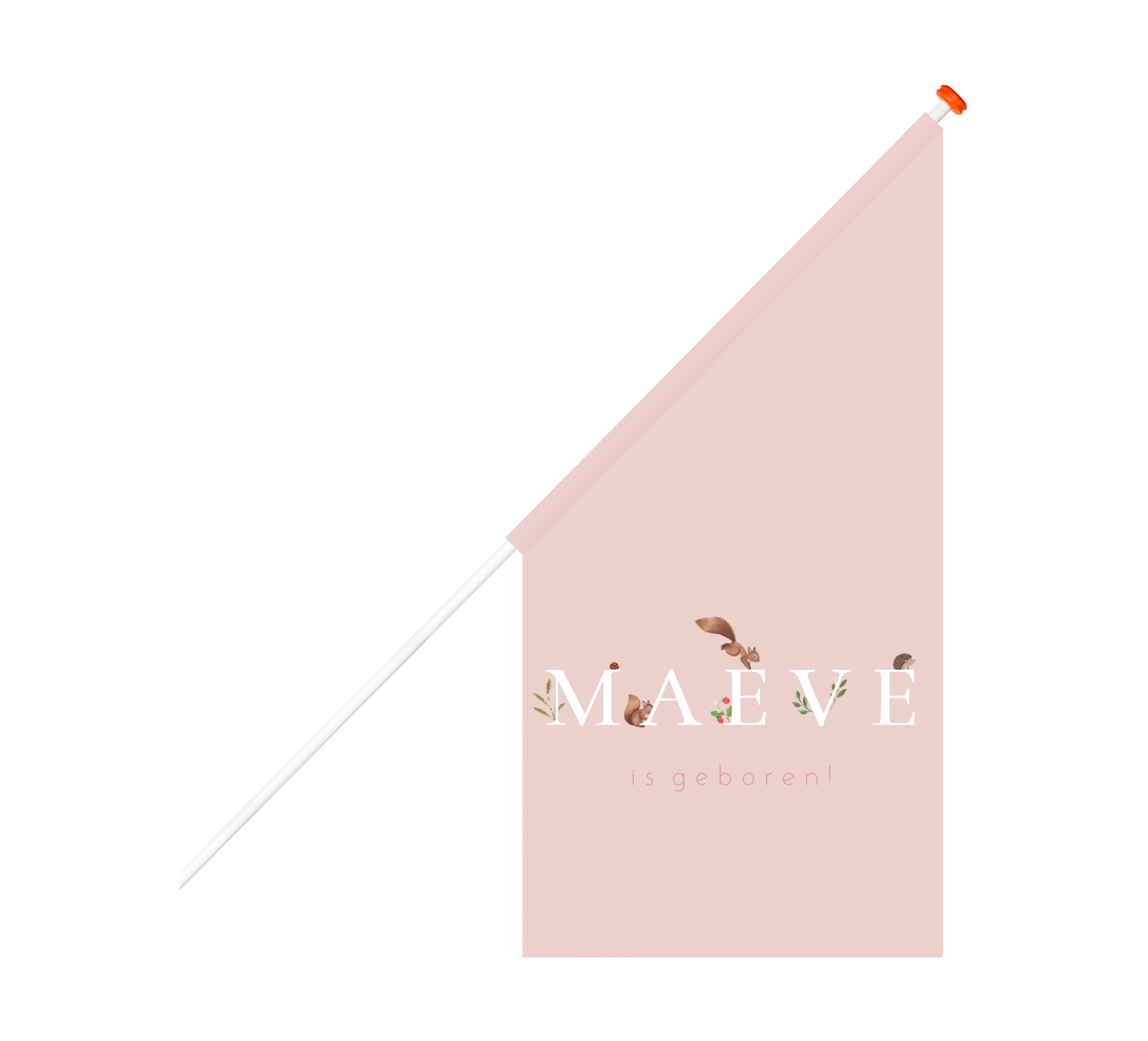 Geboortevlag roze met bosdieren
