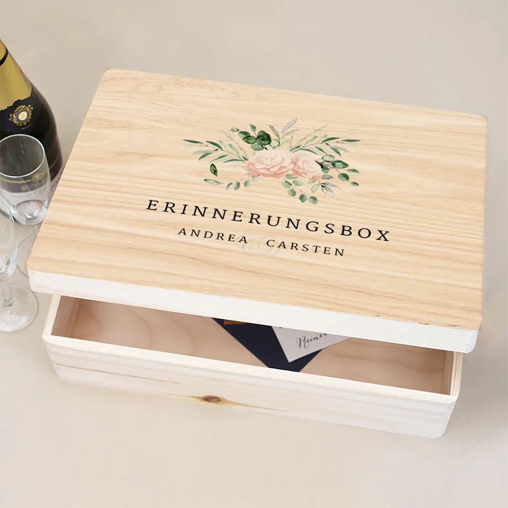 Erinnerungskiste zur Hochzeit mit Vintage Blumen