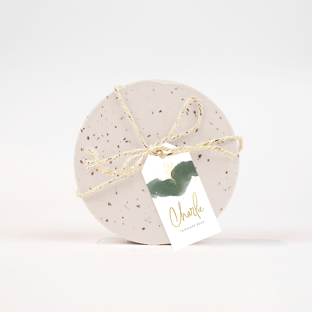 Labeltje met watercolour en takje - 18 stuks