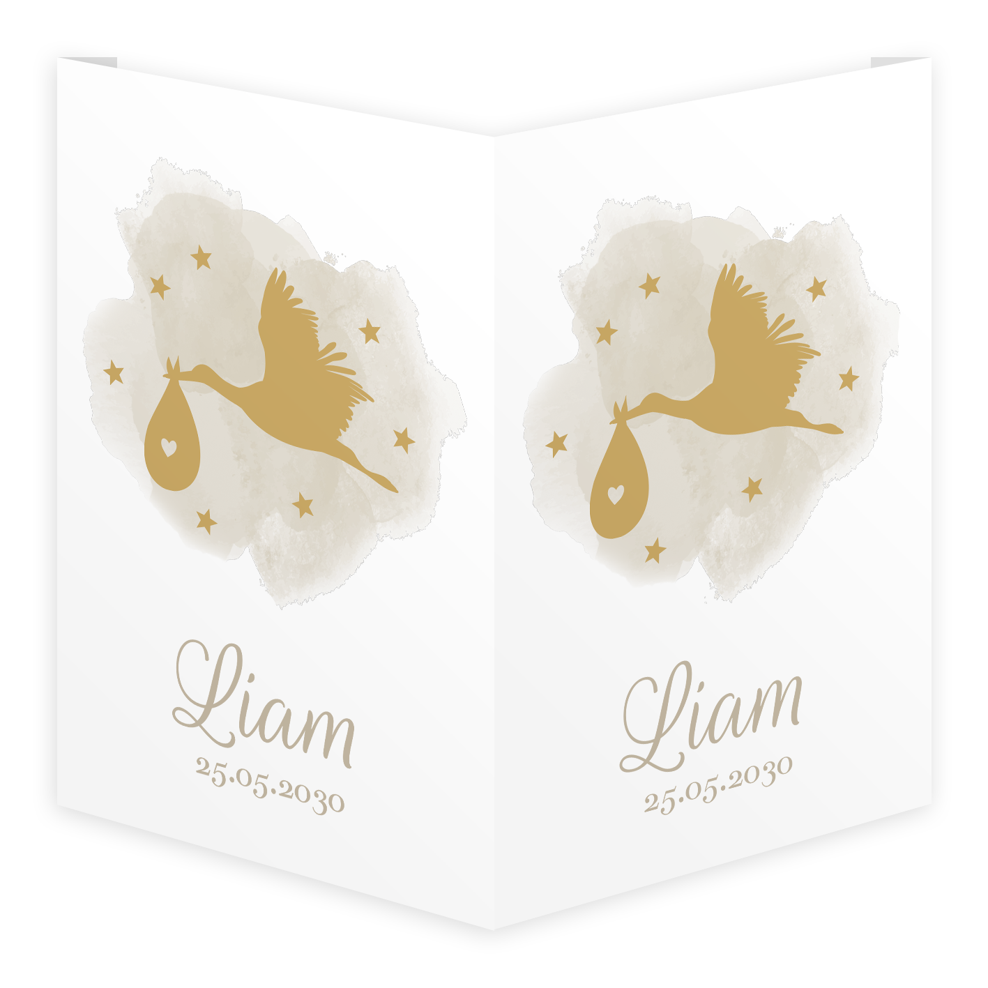 Raambord staand dubbel 40x60 cm | Ooievaar met beige waterverf