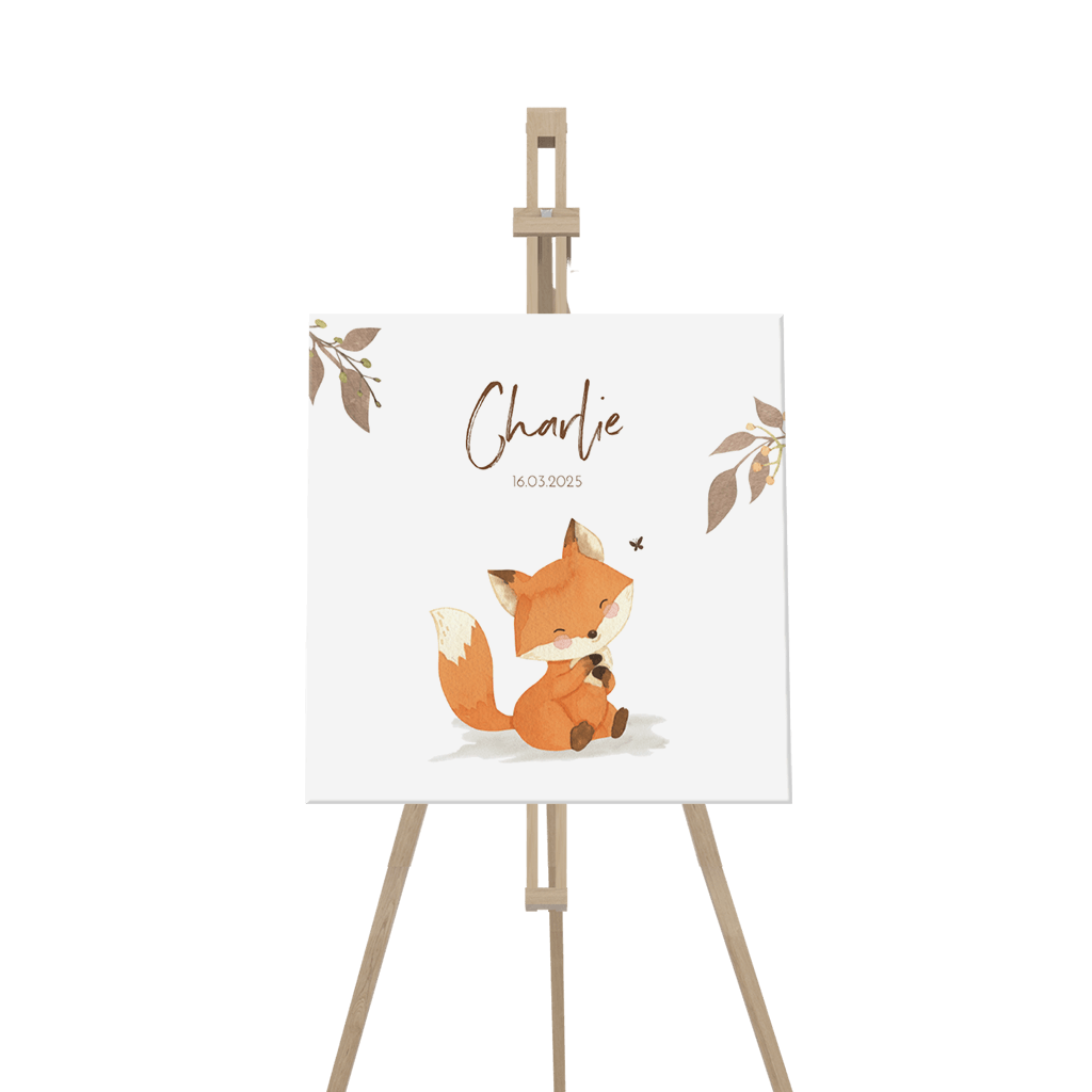 Geboorte aankondiging met vosje en takjes