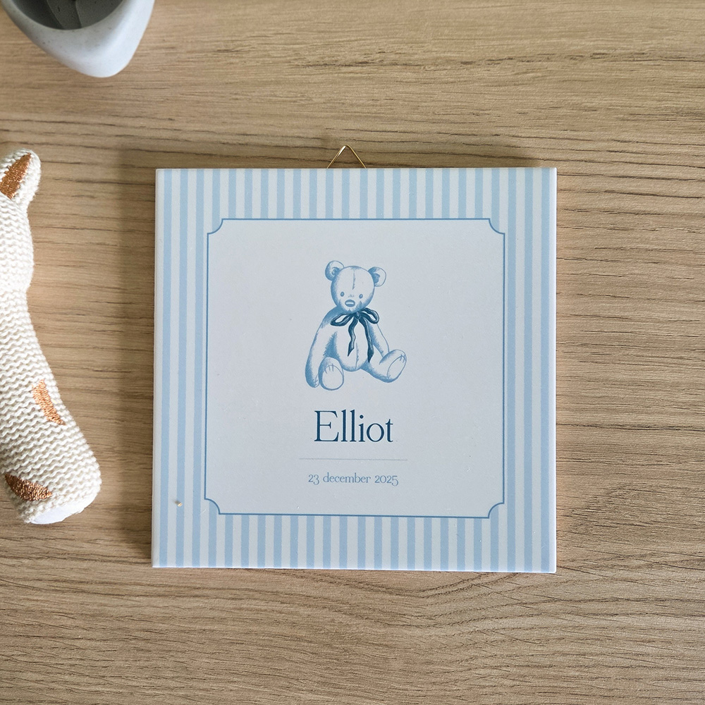 Geboortetegeltje jongen klassiek met schattig teddybeertje