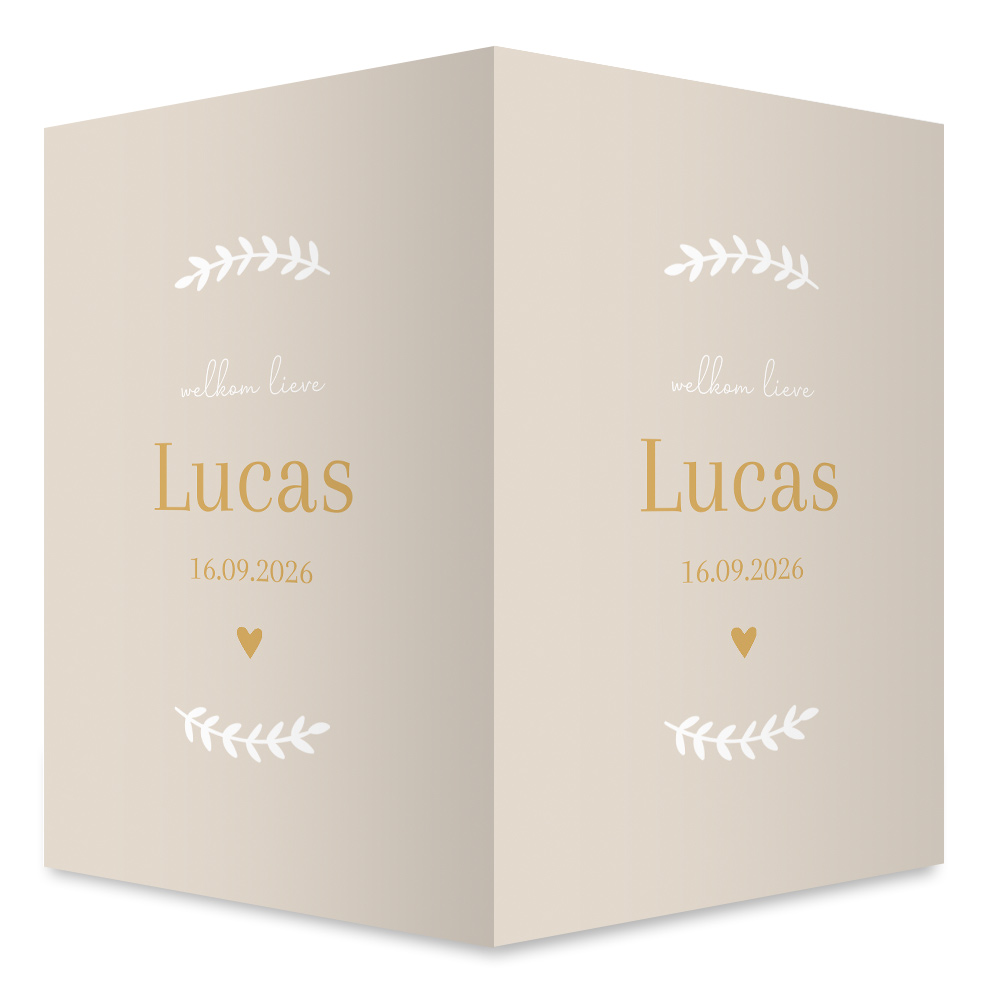 Geboortebord neutraal beige met takjes