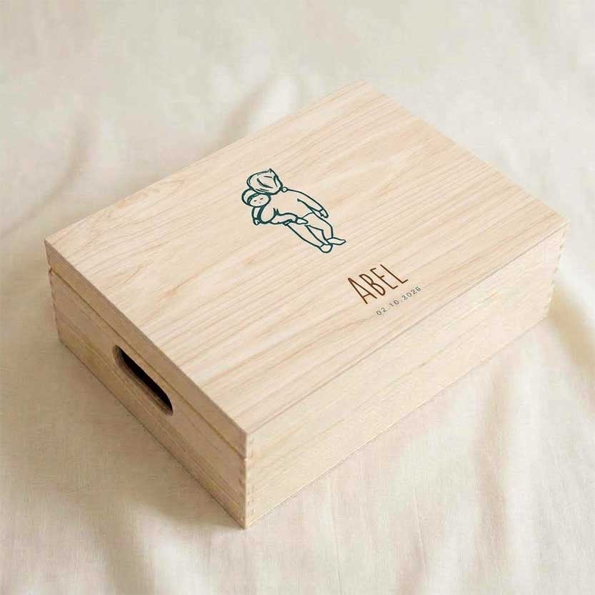 Memorybox hout lijntekening broertjes