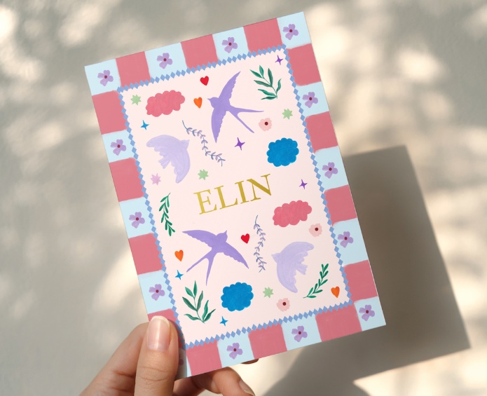 Geboortekaartje zwaluwprint