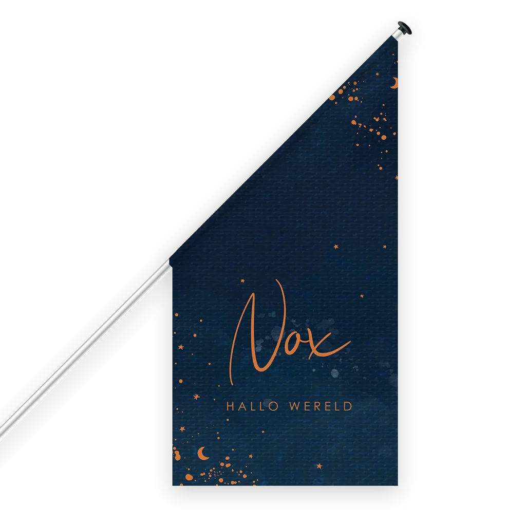 Stoere geboortevlag met sterretjes en maantjes