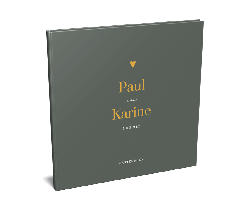 Gastenboek met donkergroene achtergrond en hartje 30x30 cm