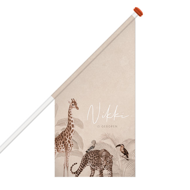 Geboortevlag meisje met jungle dieren in vintage look